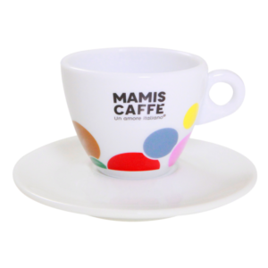 Белая чашка для капучино от Mamis Caffé, с логотипом